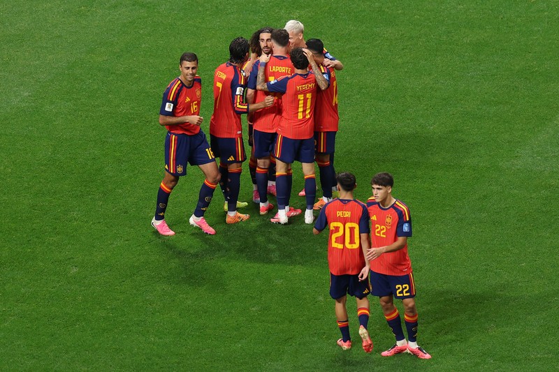 Spanyol berhasil mengalahkan Arab Saudi dengan skor telak 4-0 dalam laga kedua grup H Piala Dunia 2026 di Atlanta, Minggu (21/6/2026) waktu setempat. (REUTERS/Siphiwe Sibeko)