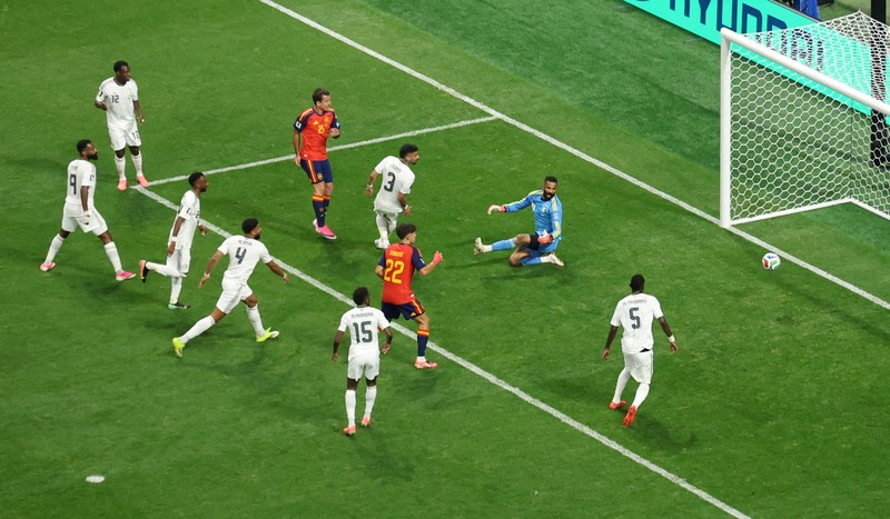 Spanyol berhasil mengalahkan Arab Saudi dengan skor telak 4-0 dalam laga kedua grup H Piala Dunia 2026 di Atlanta, Minggu (21/6/2026) waktu setempat. (REUTERS/Siphiwe Sibeko)