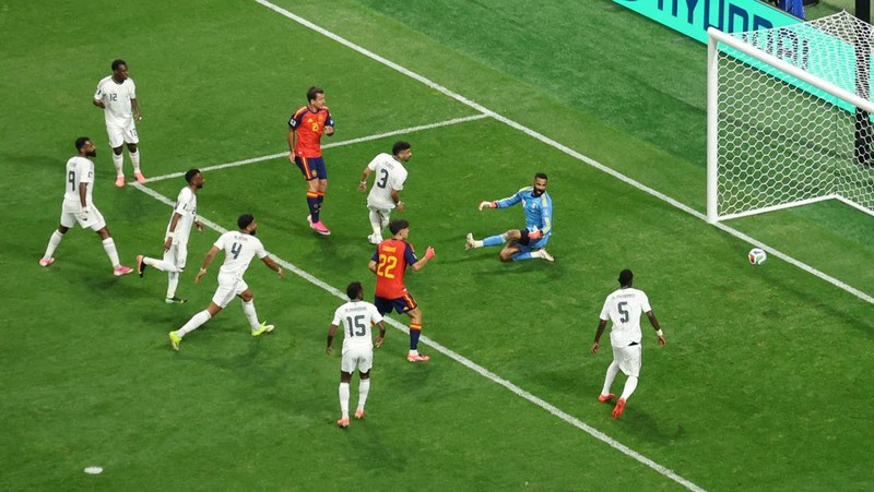Spanyol berhasil mengalahkan Arab Saudi dengan skor telak 4-0 dalam laga kedua grup H Piala Dunia 2026 di Atlanta, Minggu (21/6/2026) waktu setempat. (REUTERS/Siphiwe Sibeko)