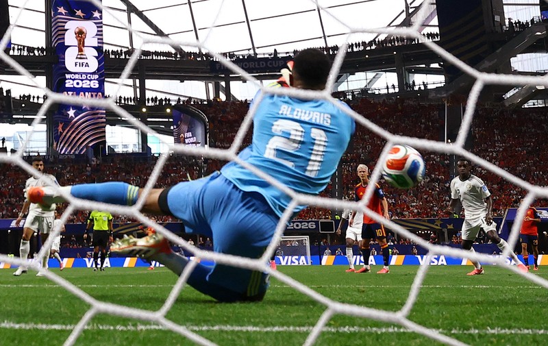 Spanyol berhasil mengalahkan Arab Saudi dengan skor telak 4-0 dalam laga kedua grup H Piala Dunia 2026 di Atlanta, Minggu (21/6/2026) waktu setempat. (REUTERS/Siphiwe Sibeko)