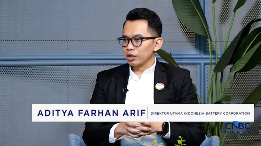 Direktur Utama Indonesia Battery Corporation, Aditya Farhan Arif dalam program CNBC Indonesia Clossing Bell di Jakarta. (CNBC Indonesia TV)