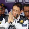 Menkeu RI Purbaya Yudhi Sadewa dalam konferensi pers Penindakan Bea Cukai Berupa Peti Kemas berisi pakaian bekas diBuffer Area TPS CDC Banda, Jalan Banda No.1, Tanjung Priok, Kota Jakarta Utara, Selasa, (23/6/2026). (CNBCIndonesia/Muhammad Sabki)