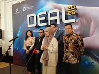 Menteri Komunikasi dan Digital (Komdigi) Meutya Hafid dalam acara Digital Ecosystem Alignment (DEAL) 2026 di Jakarta, Selasa (23/6/2026). (CNBC Indonesia/Novina Putri Bestari)