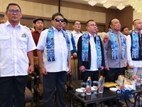 Wakil Ketua DPR RI Sufmi Dasco Ahmad saat kegiatan Rapat Kerja Nasional (Rakernas) KSPI 2026 di Jakarta, Selasa (23/6/2026). (CNBC Indonesia/Ferry Sandi)