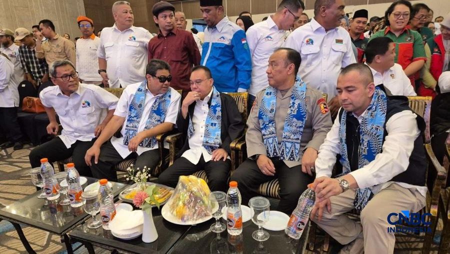 Wakil Ketua DPR RI Sufmi Dasco Ahmad saat kegiatan Rapat Kerja Nasional (Rakernas) KSPI 2026 di Jakarta, Selasa (23/6/2026). (CNBC Indonesia/Ferry Sandi)