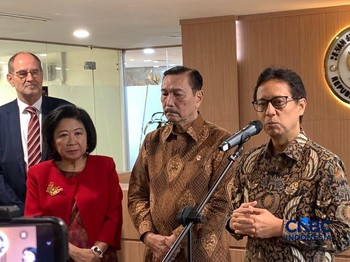 Dewan Ekonomi Nasional dan Menteri Kesehatan Budi Gunadi Sadikin, Rabu (24/6/2026). (CNBC Indonesia/Fergi Nadira)