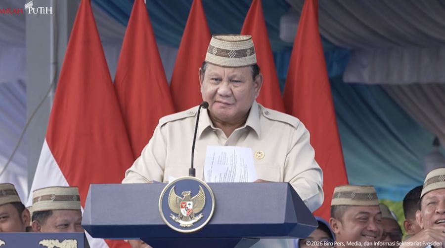 Foto: Presiden Prabowo Subianto menghadiri acara Puncak Pekan Nasional Petani dan Nelayan XVII 2026, Gorontalo, Rabu (24/6/2026). (Tangkapan layar YouTube Sekretariat Presiden)
