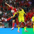 Afrika Selatan lolos ke 32 besar Piala Dunia 2026 setelah mengalahkan Korea Selatan pada laga fase grup yang berlangsung di Stadion Monterrey, Meksiko, Kamis (25/6) pagi waktu Indonesia. (REUTERS/Eloisa Sanchez)