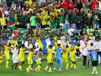 Afrika Selatan lolos ke 32 besar Piala Dunia 2026 setelah mengalahkan Korea Selatan pada laga fase grup yang berlangsung di Stadion Monterrey, Meksiko, Kamis (25/6) pagi waktu Indonesia. (REUTERS/Raquel Cunha)