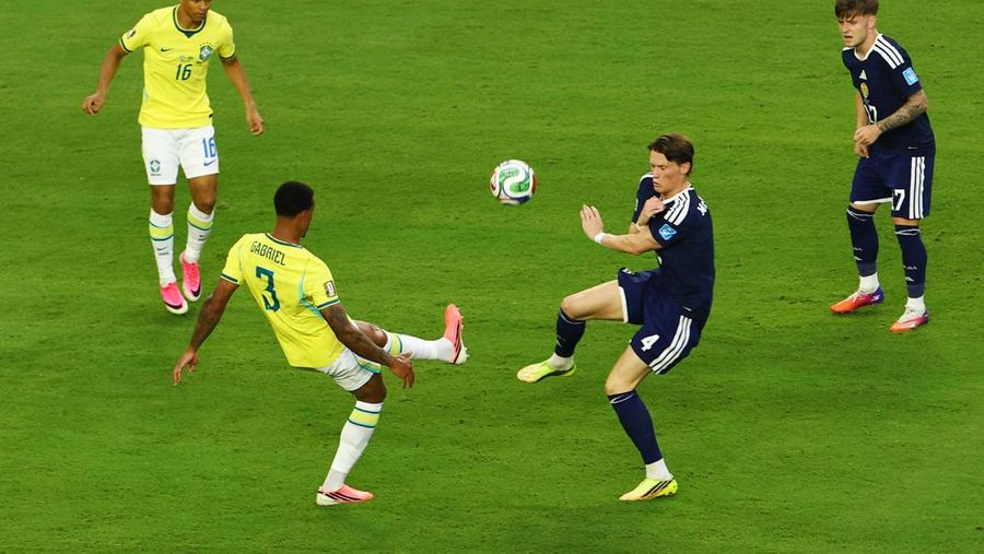 Brasil menutup fase grup Piala Dunia 2026 dengan kemenangan 3-0 atas Skotlandia, Kamis (25/6/2026). dini hari. (REUTERS/Paul Childs)