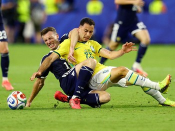 Brasil menutup fase grup Piala Dunia 2026 dengan kemenangan 3-0 atas Skotlandia, Kamis (25/6/2026). dini hari. (IMAGN IMAGES via Reuters/SAM NAVARRO)