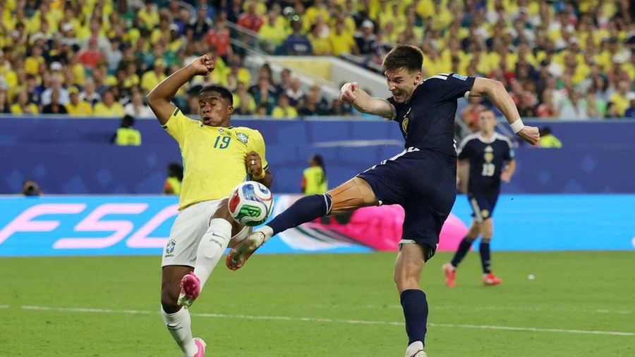 Brasil menutup fase grup Piala Dunia 2026 dengan kemenangan 3-0 atas Skotlandia, Kamis (25/6/2026). dini hari. (IMAGN IMAGES via Reuters/SAM NAVARRO)
