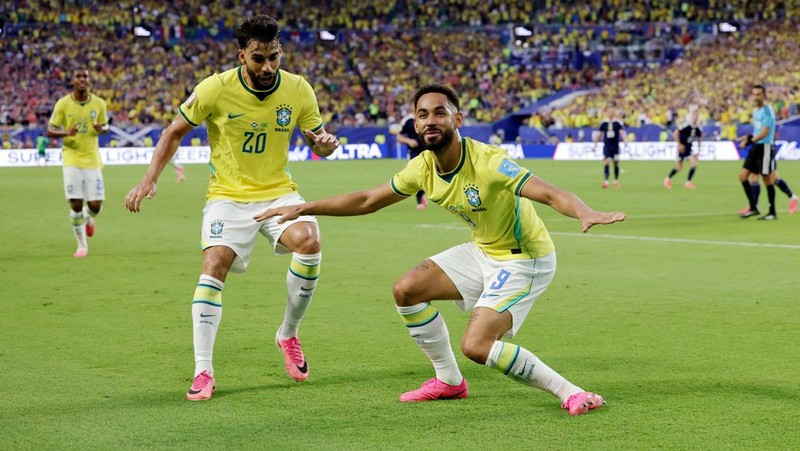 Brasil menutup fase grup Piala Dunia 2026 dengan kemenangan 3-0 atas Skotlandia, Kamis (25/6/2026). dini hari. (IMAGN IMAGES via Reuters/SAM NAVARRO)