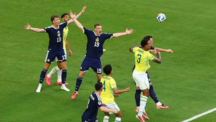 Brasil menutup fase grup Piala Dunia 2026 dengan kemenangan 3-0 atas Skotlandia, Kamis (25/6/2026). dini hari. (REUTERS/Marco Bello)