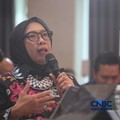 Direktur Jenderal EBTKE, Kementerian ESDM, Eniya Listiani Dewi saat menyampaikan pemaparan dalam Energy Forum di Singosari Ballroom-Hotel Borobudur, Jakarta, Kamis (25/6/2026). (CNBC Indonesia/Faisal Rahman)