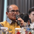 Kepala BPH Migas, Wahyudi Anas saat menyampaikan pemaparan dalam Energy Forum di Singosari Ballroom-Hotel Borobudur, Jakarta, Kamis (25/6/2026). (CNBC Indonesia/Faisal Rahman)