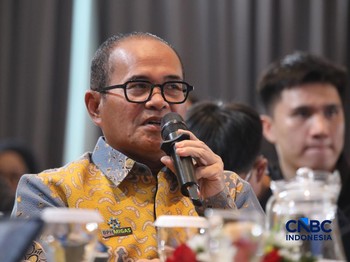 Kepala BPH Migas, Wahyudi Anas saat menyampaikan pemaparan dalam Energy Forum di Singosari Ballroom-Hotel Borobudur, Jakarta, Kamis (25/6/2026). (CNBC Indonesia/Faisal Rahman)