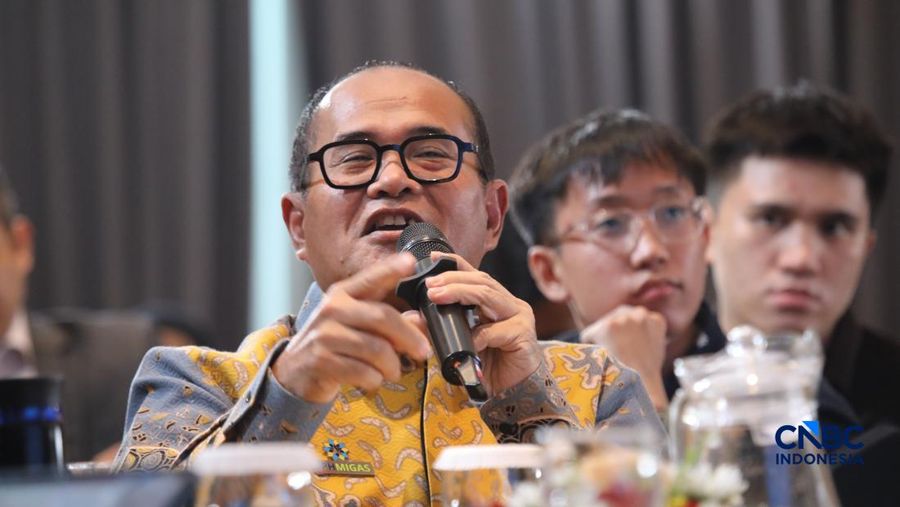 Kepala BPH Migas, Wahyudi Anas saat menyampaikan pemaparan dalam Energy Forum di Singosari Ballroom-Hotel Borobudur, Jakarta, Kamis (25/6/2026). (CNBC Indonesia/Faisal Rahman)