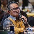 Kepala BPH Migas, Wahyudi Anas saat menyampaikan pemaparan dalam Energy Forum di Singosari Ballroom-Hotel Borobudur, Jakarta, Kamis (25/6/2026). (CNBC Indonesia/Faisal Rahman)