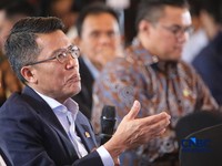 Ketua Komisi XI DPR RI, Mukhamad Misbakhun saat menyampaikan pemaparan dalam Energy Forum di Singosari Ballroom-Hotel Borobudur, Jakarta, Kamis (25/6/2026). (CNBC Indonesia/Faisal Rahman)