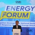 Menteri ESDM, Bahlil Lahadalia saat menyampaikan pemaparan dalam Energy Forum di Singosari Ballroom-Hotel Borobudur, Jakarta, Kamis (25/6/2026). (CNBC Indonesia/Faisal Rahman)