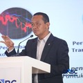 Menteri ESDM, Bahlil Lahadalia saat menyampaikan pemaparan dalam Energy Forum di Singosari Ballroom-Hotel Borobudur, Jakarta, Kamis (25/6/2026). (CNBC Indonesia/Faisal Rahman)