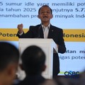 Menteri ESDM, Bahlil Lahadalia saat menyampaikan pemaparan dalam Energy Forum di Singosari Ballroom-Hotel Borobudur, Jakarta, Kamis (25/6/2026). (CNBC Indonesia/Faisal Rahman)