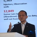 Menteri ESDM, Bahlil Lahadalia saat menyampaikan pemaparan dalam Energy Forum di Singosari Ballroom-Hotel Borobudur, Jakarta, Kamis (25/6/2026). (CNBC Indonesia/Faisal Rahman)