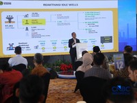 Menteri ESDM, Bahlil Lahadalia saat menyampaikan pemaparan dalam Energy Forum di Singosari Ballroom-Hotel Borobudur, Jakarta, Kamis (25/6/2026). (CNBC Indonesia/Muhammad Sabki)