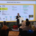 Menteri ESDM, Bahlil Lahadalia saat menyampaikan pemaparan dalam Energy Forum di Singosari Ballroom-Hotel Borobudur, Jakarta, Kamis (25/6/2026). (CNBC Indonesia/Muhammad Sabki)