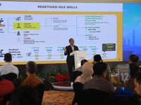 Menteri ESDM, Bahlil Lahadalia saat menyampaikan pemaparan dalam Energy Forum di Singosari Ballroom-Hotel Borobudur, Jakarta, Kamis (25/6/2026). (CNBC Indonesia/Muhammad Sabki)