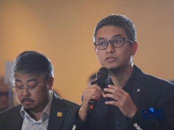 Vice President Exploration Pertamina Hulu Rokan, Suprayitno Adhi Nugroho saat menyampaikan pemaparan dalam Energy Forum di Singosari Ballroom-Hotel Borobudur, Jakarta, Kamis (25/6/2026). (CNBC Indonesia/Faisal Rahman)