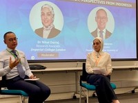 Wakil Ketua MPR Eddy Soeparno saat menjadi narasumber utama dalam sesi fireside chat pada rangkaian London Climate Week 2026 yang berlangsung di Imperial College London, Inggris. (Dok. Tim Media Eddy Soeparno)