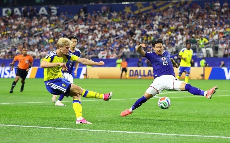 Pertandingan antara Jepang melawan Swedia dalam laga lanjutan babak Grup F Piala Dunia 2026 di Stadion Dallas, Arlington, Texas, AS, Kamis (25/6/2026). IMAGN IMAGES via Reuters/TIM HEITMAN)