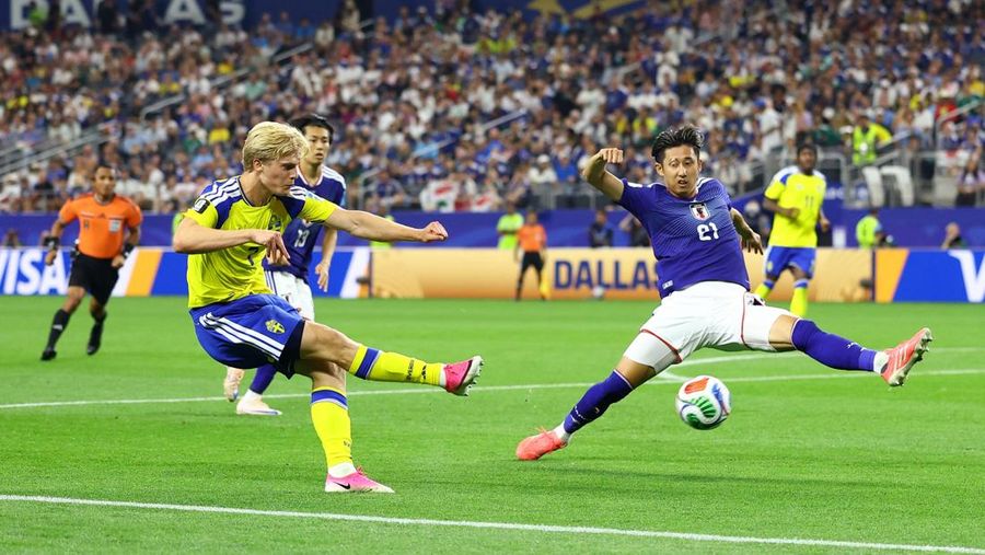 Pertandingan antara Jepang melawan Swedia dalam laga lanjutan babak Grup F Piala Dunia 2026 di Stadion Dallas, Arlington, Texas, AS, Kamis (25/6/2026). (REUTERS/Hannah McKay)