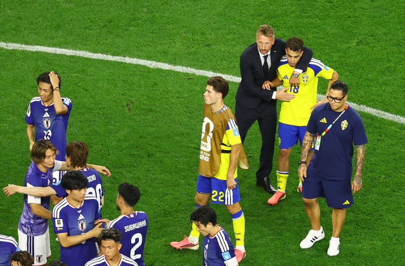 Pertandingan antara Jepang melawan Swedia dalam laga lanjutan babak Grup F Piala Dunia 2026 di Stadion Dallas, Arlington, Texas, AS, Kamis (25/6/2026). IMAGN IMAGES via Reuters/TIM HEITMAN)