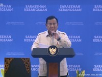 Presiden Prabowo Subianto saat menyampaikan sambutan dalam pembukaan Sarasehan Kebangsaan KSTI 2026 di Jakarta, Jumat (26/6/2026). (Tangkapan Layar Youtube/Sekretariat Presiden)