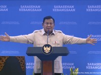 Presiden Prabowo Subianto saat menyampaikan sambutan dalam pembukaan Sarasehan Kebangsaan KSTI 2026 di Jakarta, Jumat (26/6/2026). (Tangkapan Layar Youtube/Sekretariat Presiden)