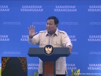 Presiden Prabowo Subianto saat menyampaikan sambutan dalam pembukaan Sarasehan Kebangsaan KSTI 2026 di Jakarta, Jumat (26/6/2026). (Tangkapan Layar Youtube/Sekretariat Presiden)