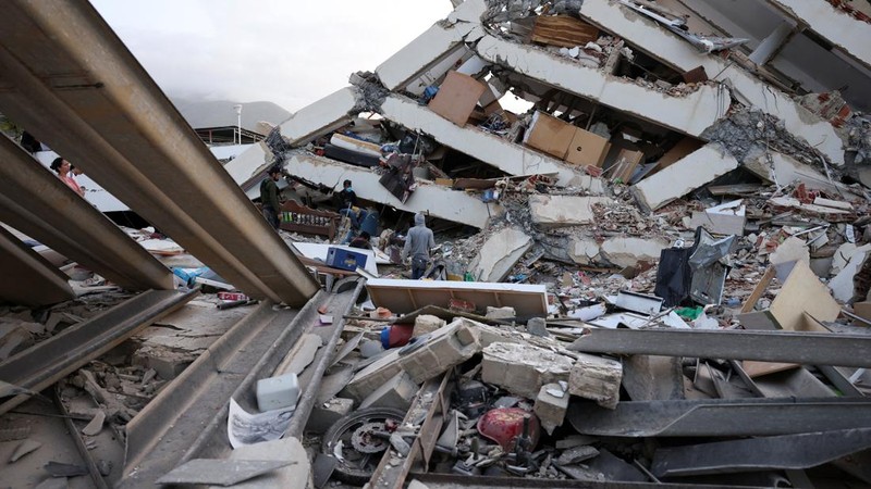 Keruskan akibat gempa bumi di La Guaira, Venezuela, Jumat (26/6/2026). (REUTERS/Leonardo Fernandez Viloria)