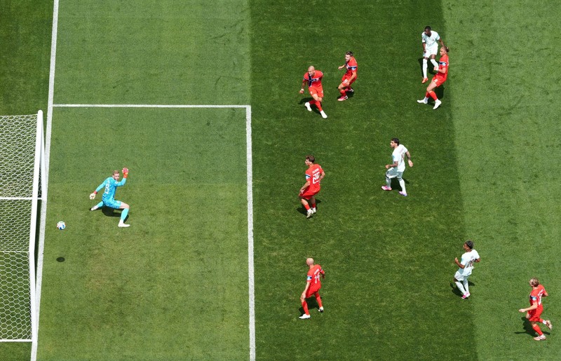 Laga Norwegia vs Prancis pada pertandingan terakhir Grup I Piala Dunia 2026 di Stadion Gillette, Foxborough, Amerika Serikat (AS), Sabtu (27/6/2026) WIB. (REUTERS/OMAR AZIZ)
