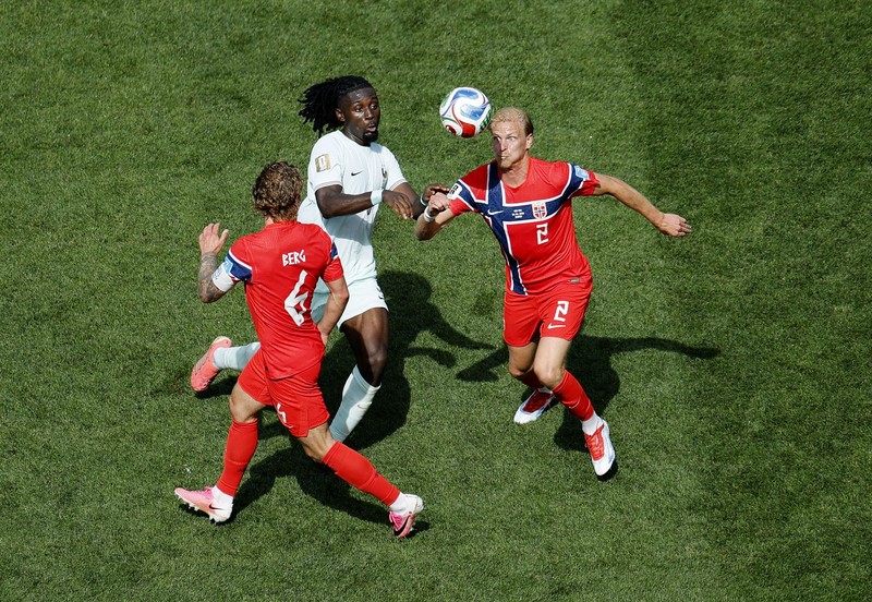 Laga Norwegia vs Prancis pada pertandingan terakhir Grup I Piala Dunia 2026 di Stadion Gillette, Foxborough, Amerika Serikat (AS), Sabtu (27/6/2026) WIB. (REUTERS/OMAR AZIZ)