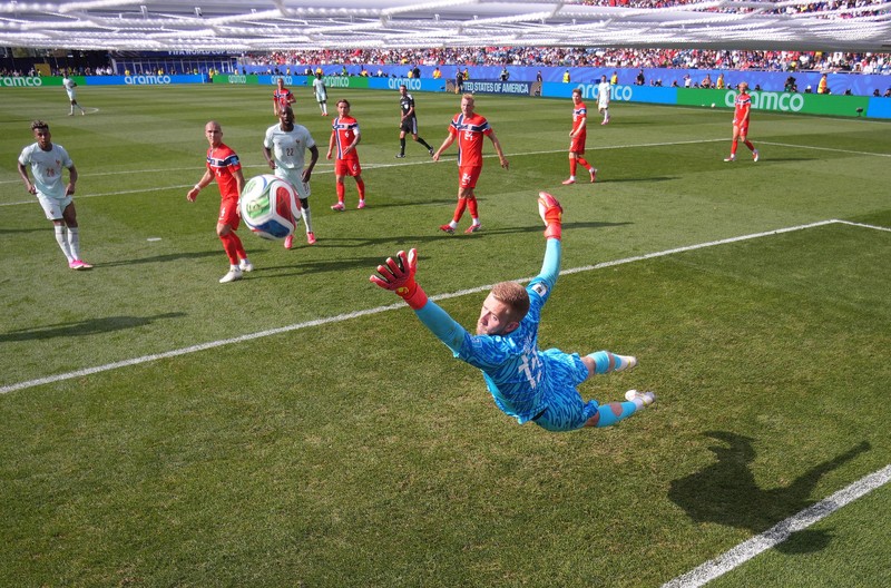 Laga Norwegia vs Prancis pada pertandingan terakhir Grup I Piala Dunia 2026 di Stadion Gillette, Foxborough, Amerika Serikat (AS), Sabtu (27/6/2026) WIB. (REUTERS/OMAR AZIZ)