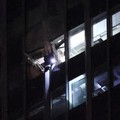 Suasana usai pesawat kecil menabrak menara CITIC atau China Zun yang merupakan gedung tertinggi di Beijing, China pada Jumat (26/6/2026) waktu setempat. (REUTERS/Maxim Shemetov)