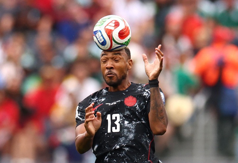 Stephen Eust&aacute;quio merayakan gol pertama Kanada dalam pertandingan babak 32 besar Piala Dunia FIFA 2026 antara Afrika Selatan dan Kanada di Los Angeles Stadium, Inglewood, California, Amerika Serikat, Minggu (28/6/2026). (REUTERS/Matthew Childs)