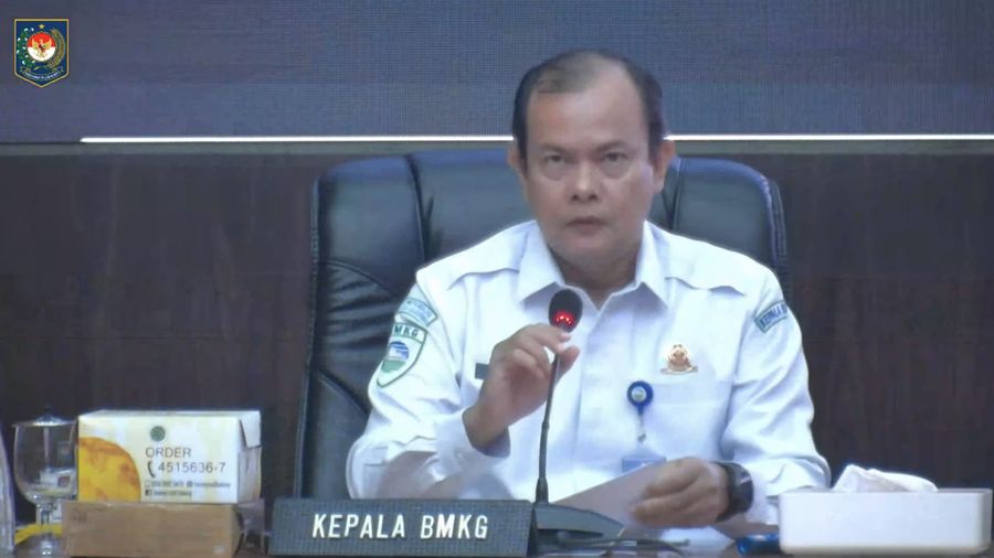 Kepala Badan Meteorologi, Klimatologi, dan Geofisika (BMKG), Teuku Faisal Fathani saat menyampaikan pemaparan dalam Rapat Koordinasi Pengendalian Inflasi Daerah Tahun 2026 di Jakarta, Senin (29/6/2026). (Tangkapan Layar Youtube/Kemendagri RI)