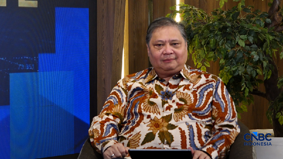 Menteri Koordinator Bidang Perekonomian Airlangga Hartarto dalam acara Economic Update CNBC Indonesia, Senin (29/06/2026). (CNBC Indonesia TV)