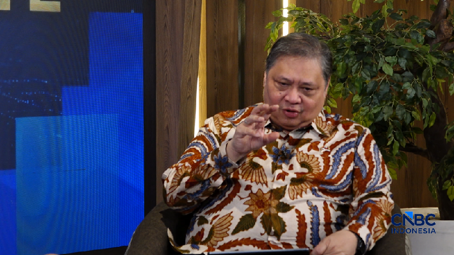 Menteri Koordinator Bidang Perekonomian Airlangga Hartarto dalam acara Economic Update CNBC Indonesia, Senin (29/06/2026). (CNBC Indonesia TV)