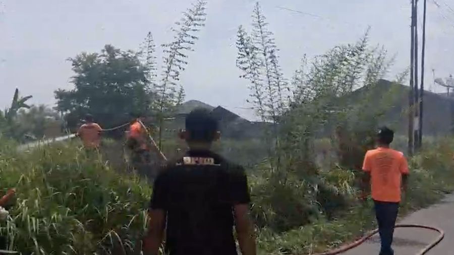 Upaya penanganan darurat oleh BPBD Kota Langsa atas kebakaran hutan dan lahan yang terjadi di Kota Langsa, Provinsi Aceh, pada Minggu (28/6). (Dok. BPBD Kota Langsa)