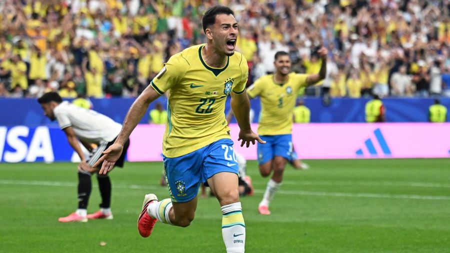 Gabriel Martinelli merayakan gol kedua Brasil dalam pertandingan babak 32 besar Piala Dunia FIFA 2026 antara Brasil dan Jepang di Houston Stadium, Houston, Texas, Amerika Serikat, Senin (29/6/2026).